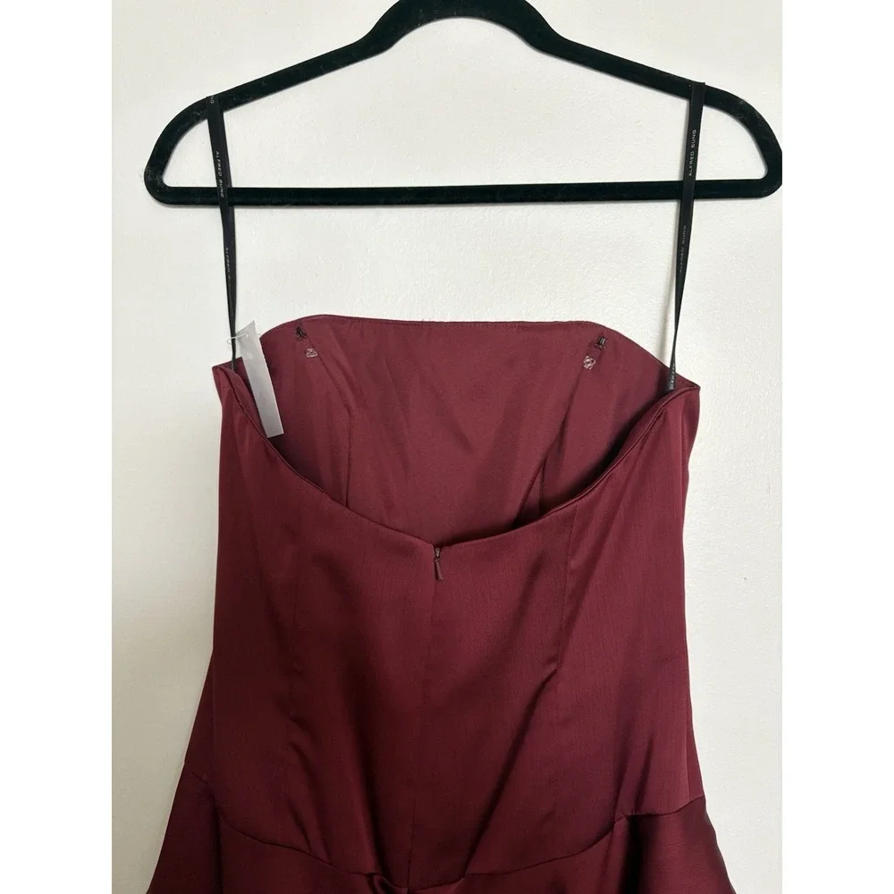 Alfred Sung Bridesmaids Ruffled Burgundy Formal Dress‎ Size 6 Maxi - Picture 3 of 4